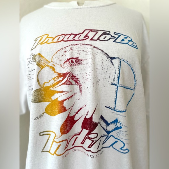 Vintage Proud To Be Indian Indigenous Pride Eagle Feathers Graphic Tee Large - Picture 4 of 10